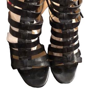Nine West size 10 black Strappy cage platform open toe with back zip